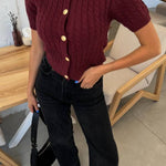 Solid Color Short Knit Sweater