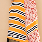Casual Striped Print Flowers Contrast O Neck Hoodies