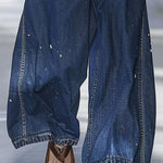 Casual Loose Graffiti Multi-Pocket Jeans