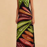 Margovil Halter Neck Backless Fish Print Maxi Dress