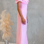 Flare Sleeves Lace Splice Maxi Dress