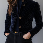 Chic Velvet Diamond-quilted Padded Short Jacket