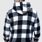 Men's Classic Plaid Fleece Hooded Pocket Sweatshirt