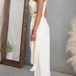 One Shoulder Sleeveless Tie Knot Top High Rise Wide Leg Pants Set