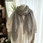 Cotton and Linen Solid Color Casual Scarf
