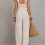 Lightweight Bohemian-style Pleated Chiffon Sleeveless Jumpsuit