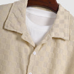 Men's textured plaid terry casual long-sleeved shirt and corduroy pants set