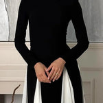 Margovil Long Sleeves Color Block Swing Maxi Dress