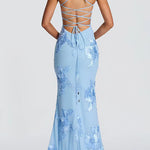 Margovil Backless Lace-up Corset Flower Embroidery Maxi Cami Dress