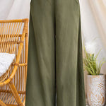 Elastic Waist Pocketed Wide Leg Pants