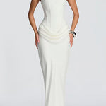 Margovil Sleeveless Ruched Solid Bodycon Maxi Dress