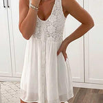Margovil Lace Floral Button Down Tank Dress