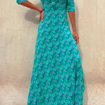Margovil Scoop Neck 3/4 Sleeve Maxi Floral Dress