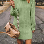 Margovil Turtleneck Long Sleeves Ribbed Knit Sweater Dress(in 7 Colors!)