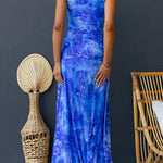 Asymmetric Shoulder Ruched Waist Floral Print Maxi Dress
