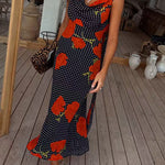 Margovil Cowl Neck Backless Floral Print Maxi Dress with Scarf