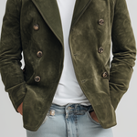 Men's Classic Casual Lapel Suede Double Breasted Jacket