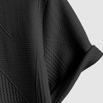 Geometric jacquard round  neck short sleeved T-shirt-Black