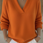 Women's Casual Solid Color V-neck Sweater Top