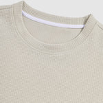 Men's Solid Color Textured Puff Grid Casual Crewneck Sweatshirt