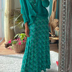 Margovil Scoop Neck 3/4 Sleeve Maxi Floral Dress
