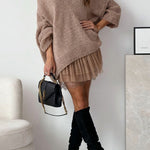 U Neck Sleeveless Patchwork Ruffle Matching Dress