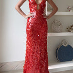 Margovil V Neck Cut Out Sequin Bodycon Maxi Cami Party Dress