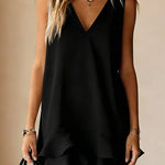 Margovil V Neck Sleeveless Ruffle Layered Mini Dress
