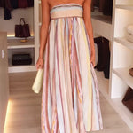 Strapless Tube Striped Swing Maxi Dress