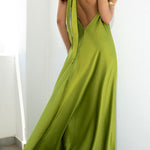 Classy and Fabulous Satin Halter Backless Party/Vocation Maxi Dress