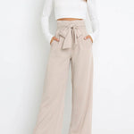 In Vogue Belted Pocketed Wide Leg Pants