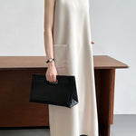 Loose Sleeveless Solid Color Round-Neck Midi Dresses