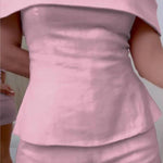 White Cotton and Linen Two-piece Suit