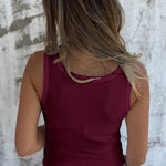 Solid Buttoned Stretch Rib Slim Fit Tank Top