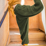 Loose wide leg trousers with leggings and sports trousers