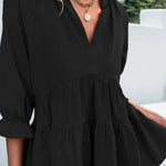 V-neck Casual Loose Solid Color Long-sleeved Blouse