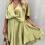 Tell You Something Batwing Sleeve Satin Dress