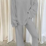 Comfortable Solid Color V-neck Daily Two-piece Set
