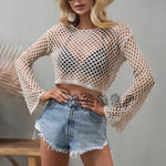 Zeagoo Zeagoo Bell Sleeve Loose Round Neck Cutout Sweater for Women Casual Work Office Loose Fit 2026 | Under $40