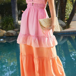 Living for Beach Days Linen Blend Gradient Pocketed Halter Maxi Dress