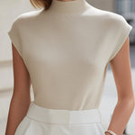 Minimalist Mock-Neck Sleeveless Knit Top