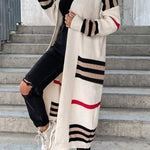 Casual Street Striped Patchwork V Neck Outerwear