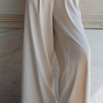 Ivory V-Neck Tailored Wide-Leg Jumpsuit