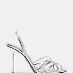 METALLIC EFFECT HEELED SANDALS