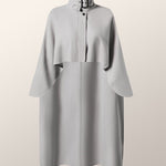 Casual High-Low Loose Solid Color Stand Collar Cape Jackets