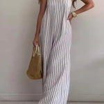 Women's Loose Casual Striped Jumpsuit