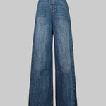 High Waisted Straight Leg Gradient Split-Joint Jean Pants Bottoms