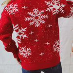 Christmas Pattern Knitted Crew Neck Long Sleeved Sweater