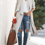 Fireside Pocketed Oversized Drape Neckline Knit Cardigan