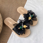Bowknot Gauze Open Toe Split-Joint Slippers